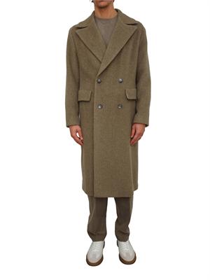 Cappotto doppiopetto Boss uomo in alpaca e lana verde spigato in UOMO