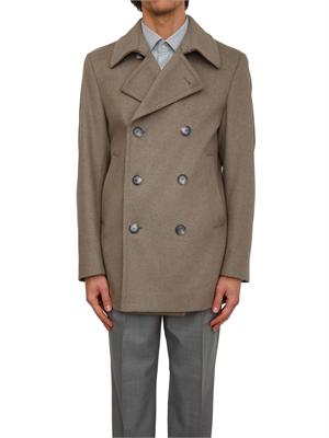 Cappotto doppiopetto Boss uomo in cashmere e lana verde in UOMO