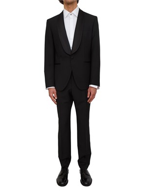 Abito smoking Boss uomo in lana e mohair nero con inserti in seta in UOMO