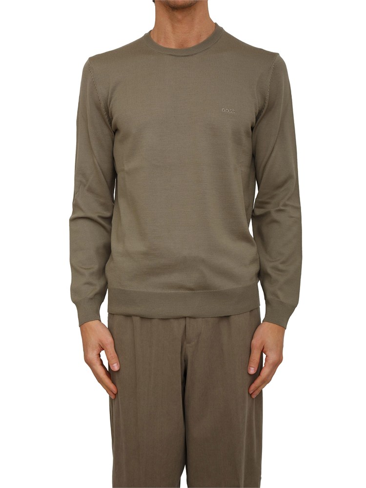 Maglia Boss uomo in lana vergine verde