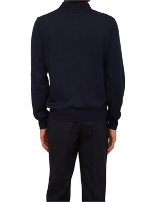 Polo maglia Boss uomo in lana vergine blu in UOMO