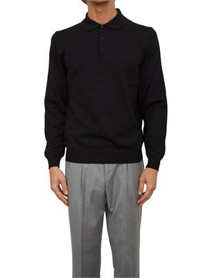Polo maglia Boss uomo in lana vergine nera in UOMO