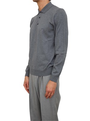 Polo maglia Boss uomo in lana vergine grigia in UOMO