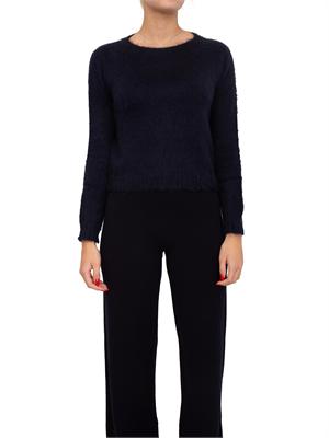 Maglia girocollo Aceto Max Mara in filato cardato di misto mohair blu in DONNA