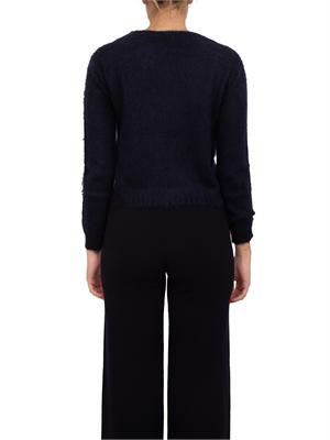 Maglia girocollo Aceto Max Mara in filato cardato di misto mohair blu in DONNA