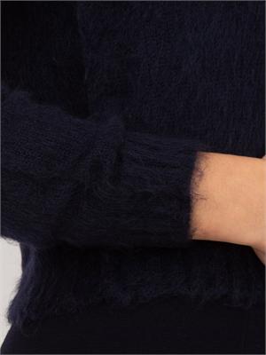 Maglia girocollo Aceto Max Mara in filato cardato di misto mohair blu in DONNA