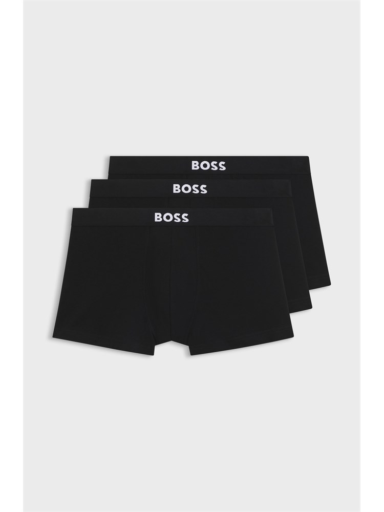 Set 3 boxer neri Boss uomo in cotone elasticizzato