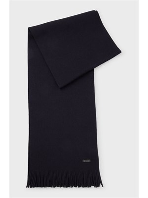 Sciarpa Boss uomo in lana blu lavorazione Raschel in UOMO