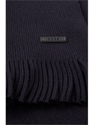 Sciarpa Boss uomo in lana blu lavorazione Raschel in UOMO