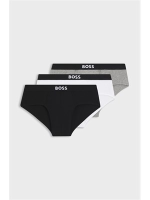 Set 3 slip bianco grigio e nero Boss uomo in cotone elasticizzato in UOMO