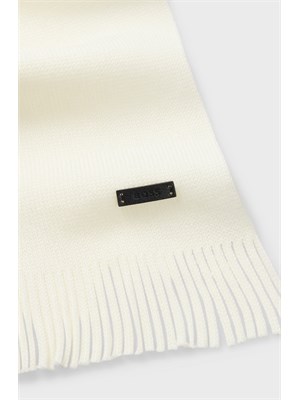 Sciarpa Boss uomo in lana avorio lavorazione Raschel in UOMO