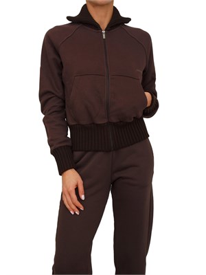 Felpa cropped Hinnominate donna in cotone marrone in DONNA