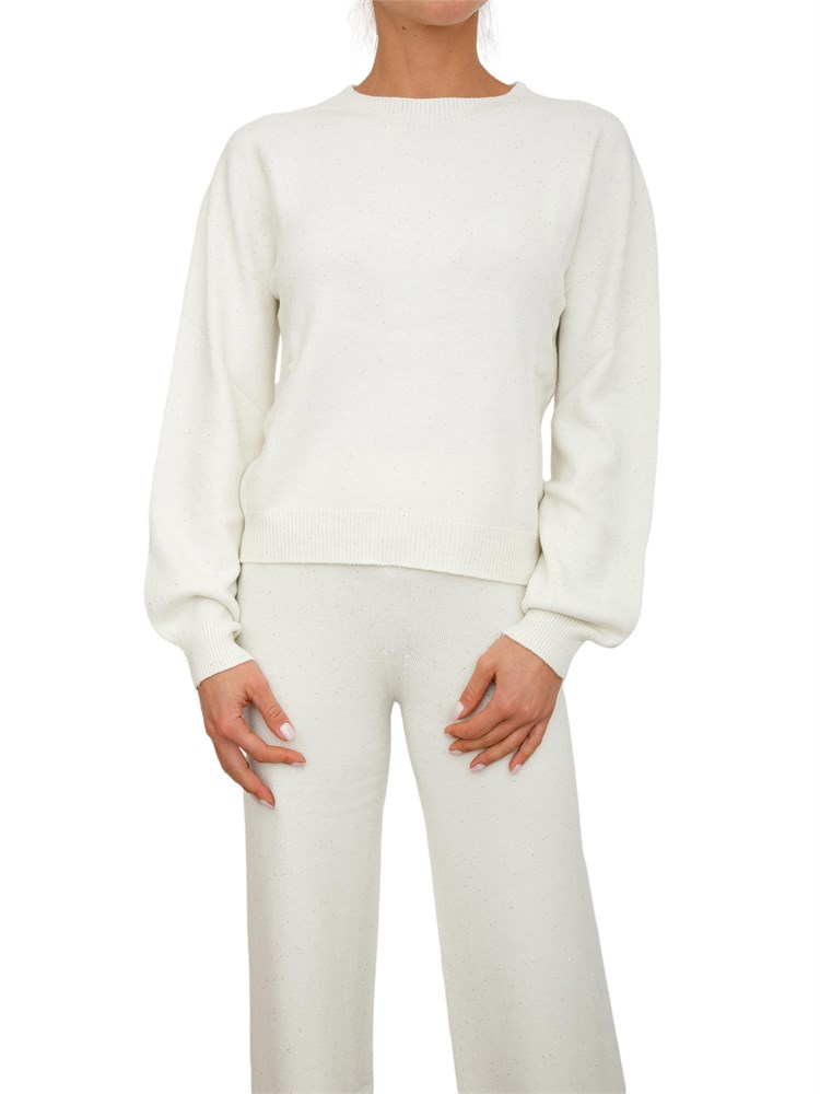 Maglia Hinnominate donna in misto viscosa panna con paillettes