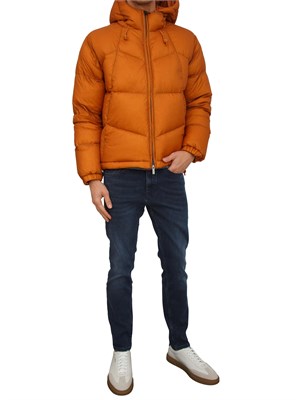 Giubbino uomo K-Way con cappuccio in tessuto tecnico arancione in UOMO