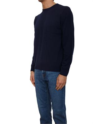 Maglia girocollo Corneliani in lana e cashmere blu in UOMO