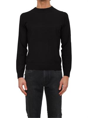 Maglia girocollo Corneliani in lana nera in UOMO