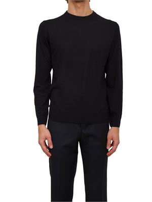 Maglia girocollo Corneliani in lana blu in UOMO