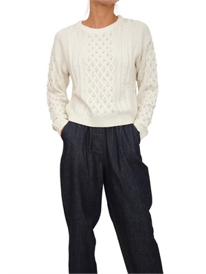 Maglia Emiliana Kocca bianco panna con diamantini in DONNA