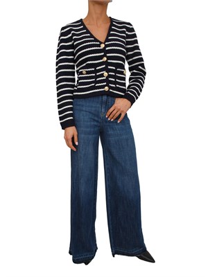 KOCCA Cardigan Camlost in misto lana blu a righe bianche in DONNA