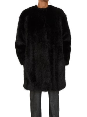 Pelliccia midi Eros Max Mara in tessuto effetto faux fur nera in DONNA