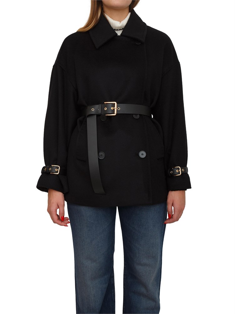 Cappotto doppiopetto Pausa di Max Mara in lana nera