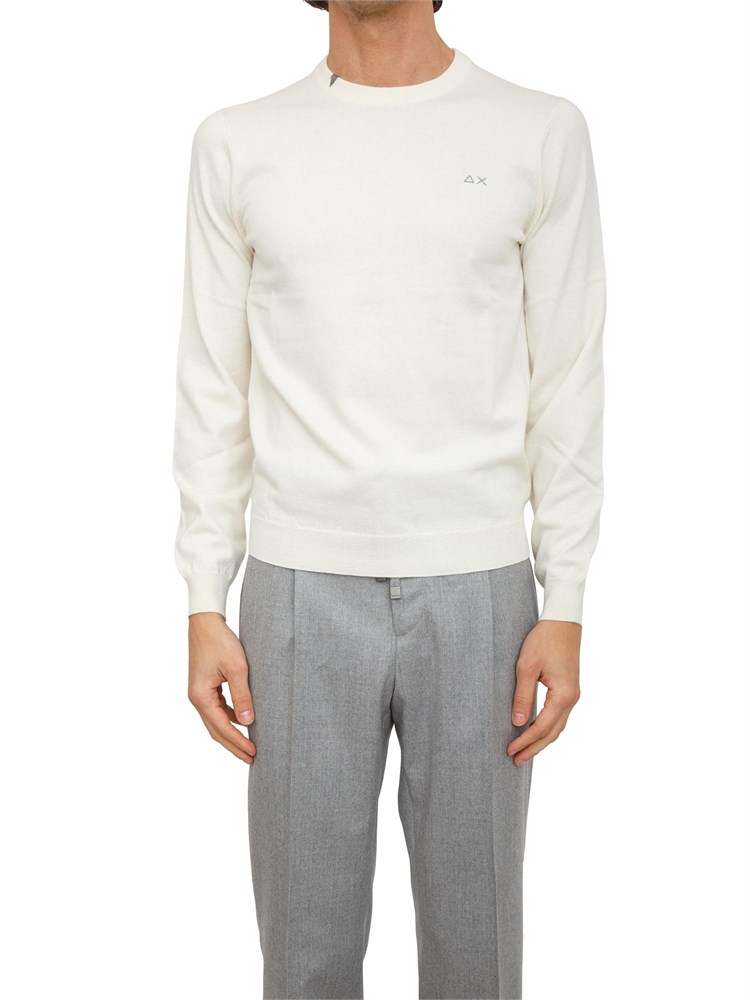Maglia uomo Sun68 in lana e cotone bianco