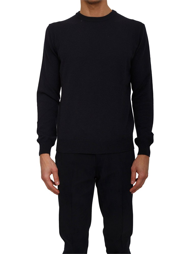 Maglia girocollo Corneliani uomo in lana e cashmere blu