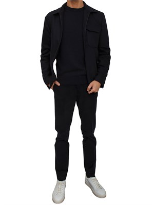 Maglia girocollo Corneliani uomo in lana e cashmere blu in UOMO