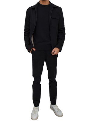 Maglia girocollo Corneliani uomo in lana e cashmere blu in UOMO