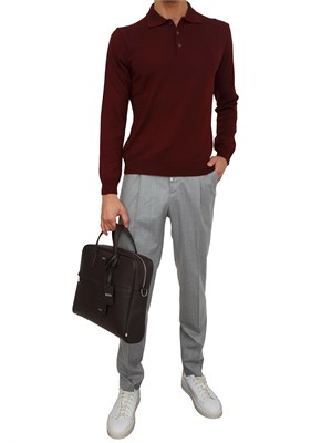 Polo Corneliani in pura lana vergine rosso in UOMO