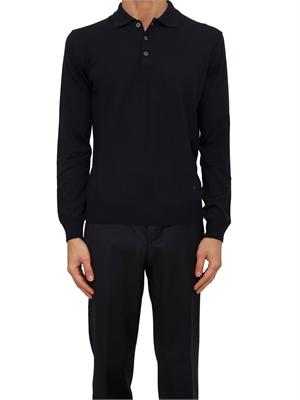 Polo Corneliani in pura lana vergine blu in UOMO