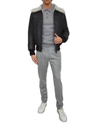 Polo Corneliani in pura lana vergine grigio in UOMO