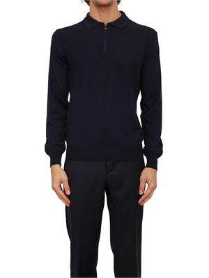 Maglia polo Corneliani in lana vergine blu in UOMO