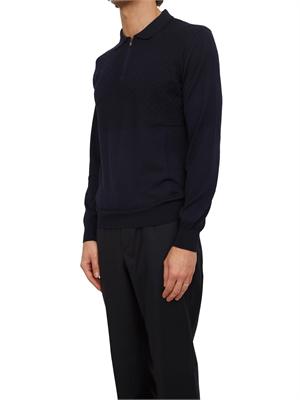 Maglia polo Corneliani in lana vergine blu in UOMO