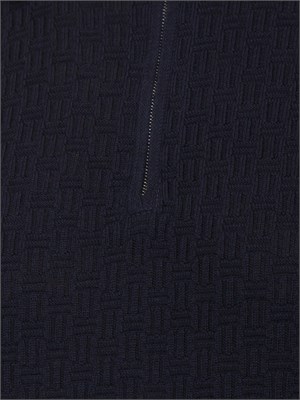 Maglia polo Corneliani in lana vergine blu in UOMO