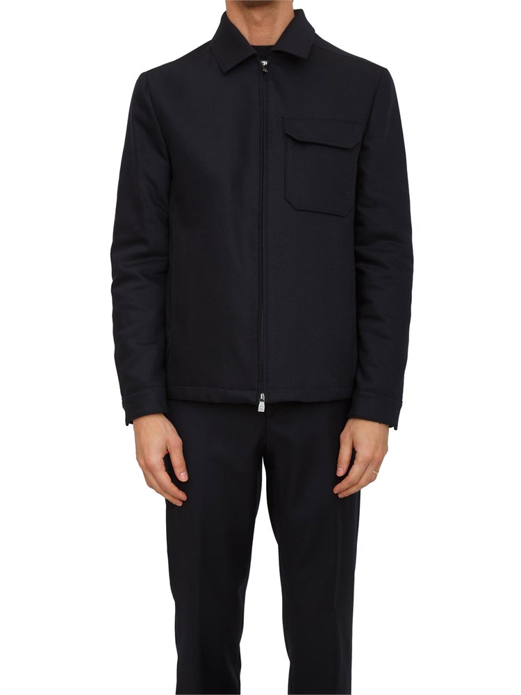 Giubbotto uomo Corneliani in misto cashmere e lana blu