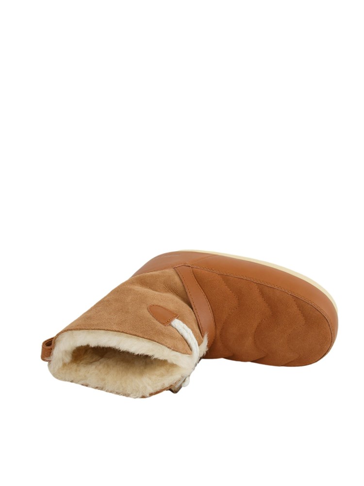 Stivali EVX Igloo Moon Boot in pelle scamosciata marrone e shearling