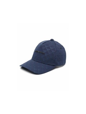 Cappello da baseball Emporio Armani in tessuto blu jacquard logo in UOMO