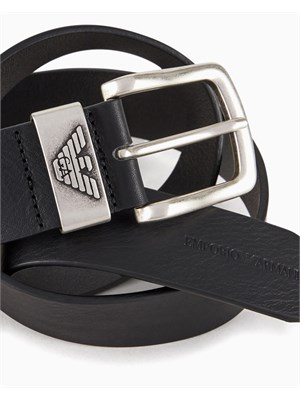 Cintura uomo Emporio Armani in pelle nera in UOMO