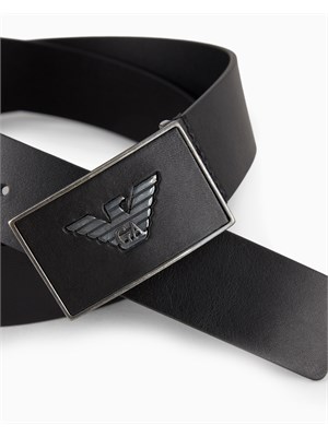 Cintura uomo Emporio Armani in pelle nera in UOMO