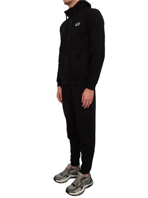 EA7 EMPORIO ARMANI Tuta sportiva nera EA7 con cappuccio Core Identity in misto cotone in UOMO