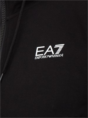 EA7 EMPORIO ARMANI Tuta sportiva nera EA7 con cappuccio Core Identity in misto cotone in UOMO