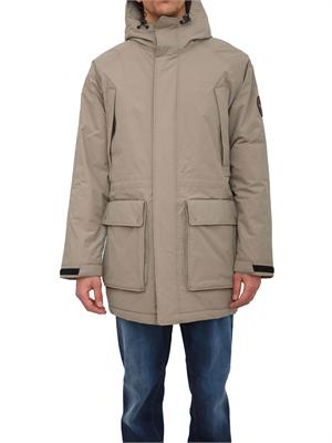 Parka lungo Diries Napapijri in tessuto tecnico tortora in UOMO