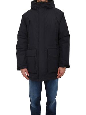 Parka lungo Diries Napapijri in tessuto tecnico nero in UOMO