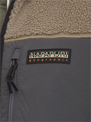 Gilet in pile Yupik Napapijri in teddy verde kaki in UOMO