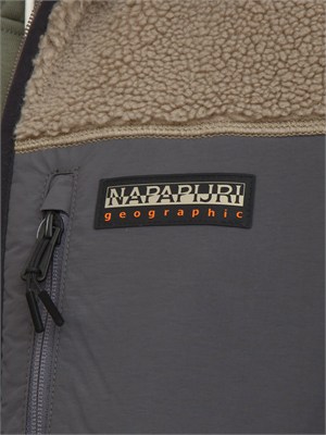 Gilet in pile Yupik Napapijri in teddy verde kaki in UOMO