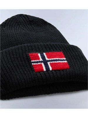 Berretto Evie Napapijri in misto lana nera con logo in UOMO