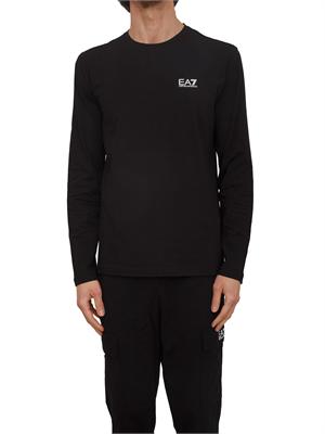 EA7 EMPORIO ARMANI T-shirt nero Ea7 a maniche lunghe in jersey stretch in UOMO