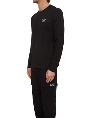 EA7 EMPORIO ARMANI T-shirt nero Ea7 a maniche lunghe in jersey stretch in UOMO