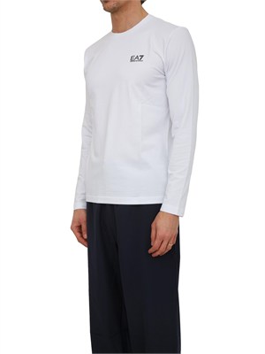EA7 EMPORIO ARMANI T-shirt bianco Ea7 a maniche lunghe in jersey stretch in UOMO